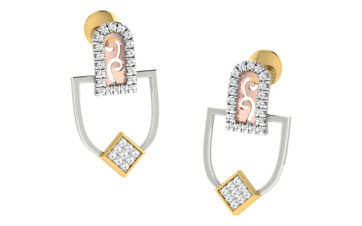 Celeste Curve Two-Tone Earrings