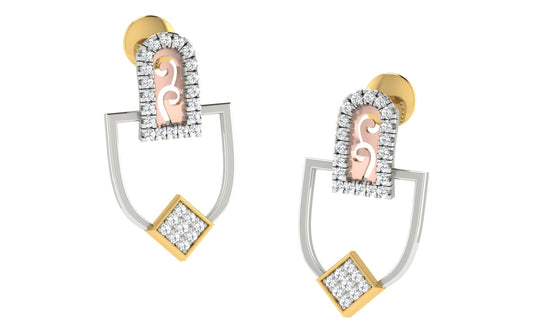 Celeste Curve Two-Tone Earrings