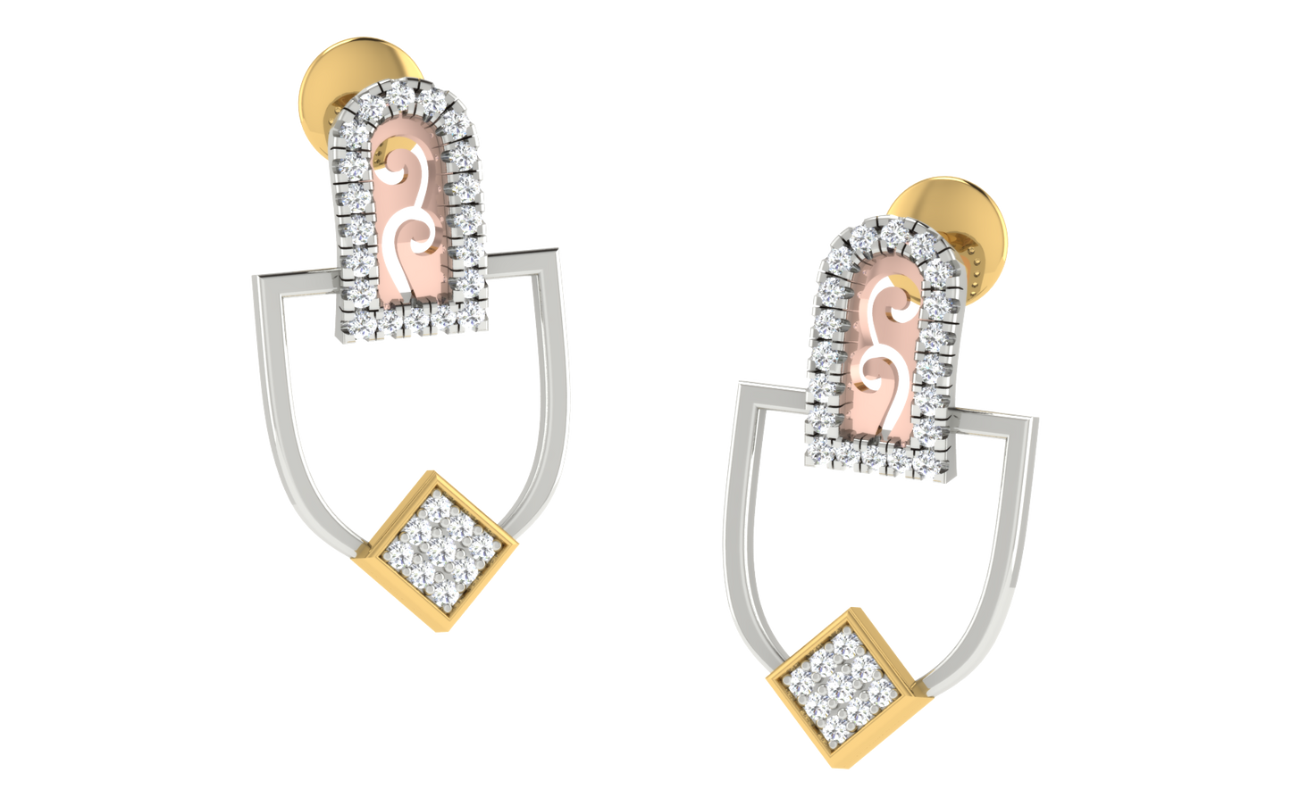 Celeste Curve Two-Tone Earrings