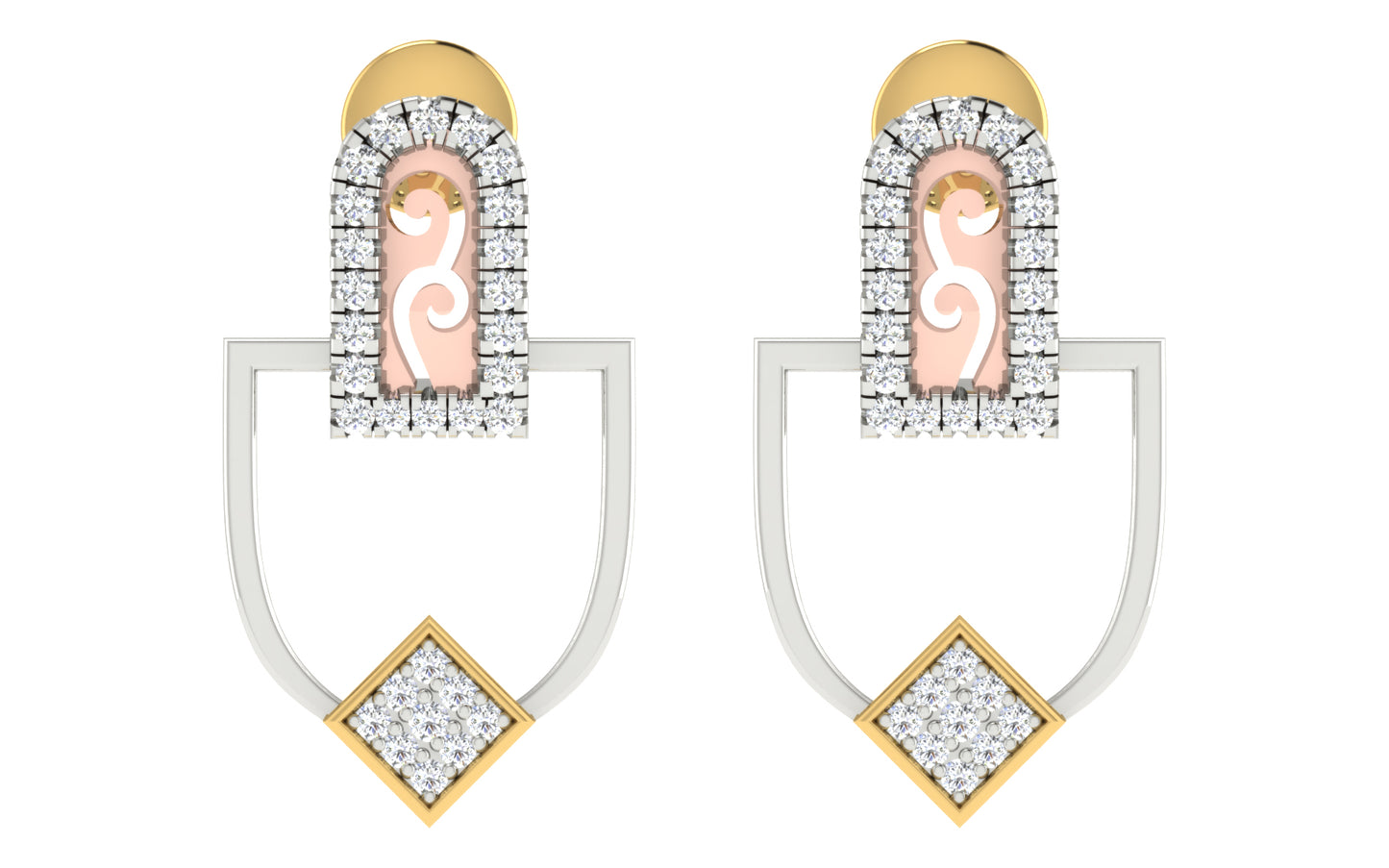 Celeste Curve Two-Tone Earrings